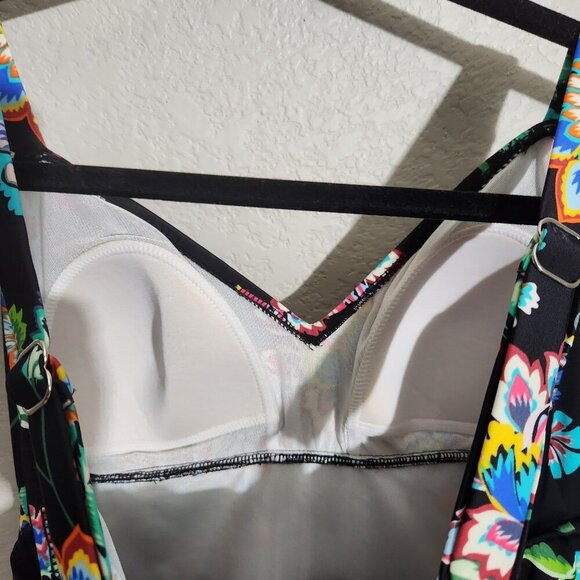 Croft & Barrow Swimsuit Womens 12 Floral Print Tiered Tankini Top Bathing Suit - Picture 3 of 16